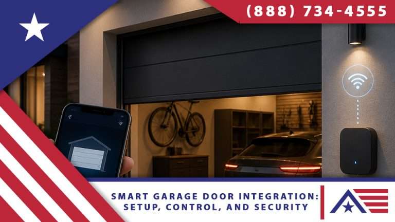 Smart garage door with a Wi-Fi opener, app control, and smart home integration installed near you.